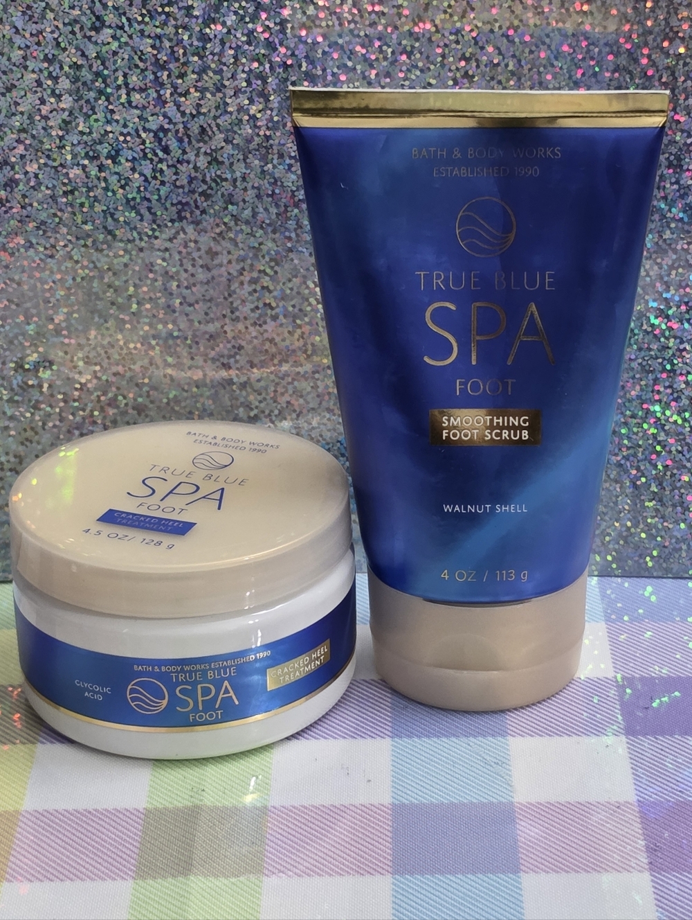 Bath Body Works True Blue Spa Cracked Heel Treatment & Smoothing Foot Scrub Set